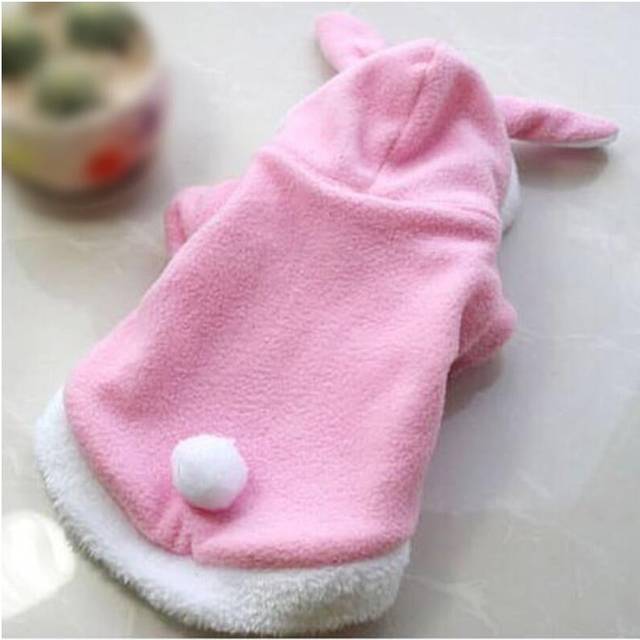 (Pink, XS) Christmas Pet Clothes Fashion Cute Rabbit Plush Dog Apparel Pet Hoodie Costume Winter Clothing