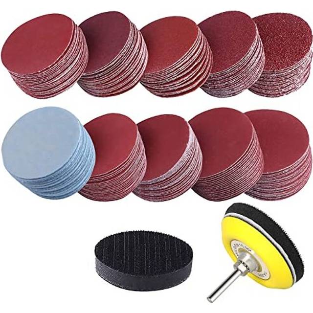 3 Inch 200 Pcs Sanding Discs Pad Kit for Drill Grinder Rotary Tools, Hook and Loop Sandpaper Discs with 1/4 Inch Backer