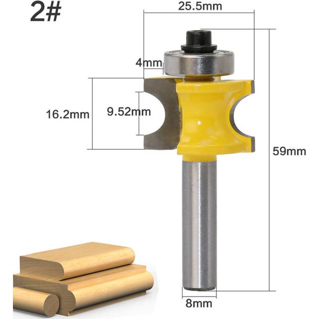 (3/8 Inch) 8mm Shank Round Over Router Bit 1/4 to 5/8 Inch Woodworking Edging Router Chisel Groove Cutter
