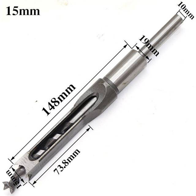 (15mm) 6mm-16mm Woodworking Square Hole Twist Drill Bit Square Auger Drill Mortising Chisel