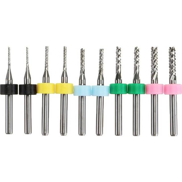 10Pcs 1.0-3.0mm End Mill Engraving Milling Cutter with Stop Ring Carbide Bits PCB Drill Bit Set