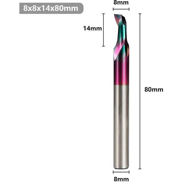 (8*8*14*80mm) HSS Milling Cutter 8mm Super Coated Single Flute End Mill for Aluminum Door Window Cutting CNC
