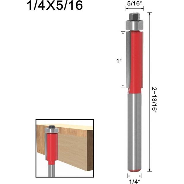 (B: 1 X 1/4*5/16ÂMilling Cutter) Double-Edged Straight Extended Bearing Trimming Cutter For Wood Engraving Machine