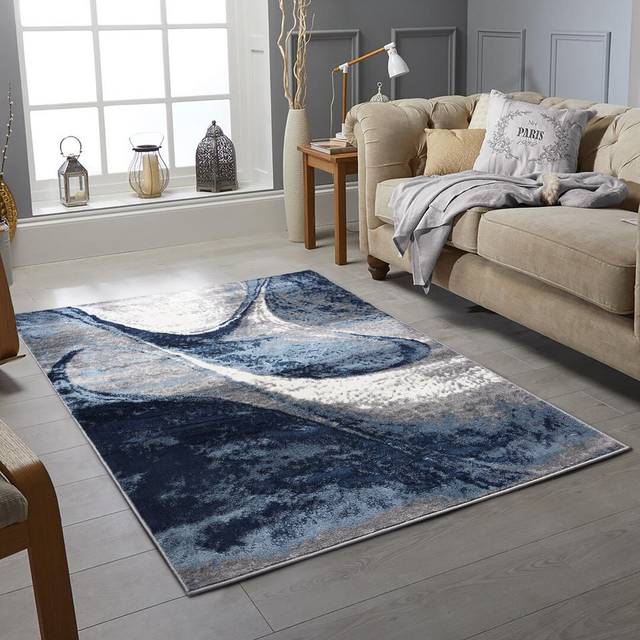 Metro Cepeda Dhurrie Navy/Grey Rug Navy;Grey Rectangle 120 x 170cm