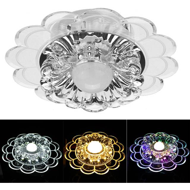 (5W, White Light) 3/5W 7.9'' LED Crystal Ceiling Light Ultra Thin Flush Mount Kitchen Home Fixture