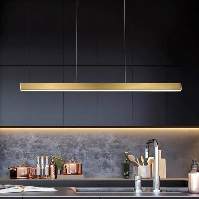 Kitchen Island Light Fixture 100 cm Pendant Lantern  Golden Finish Simply Modern Design110-240V