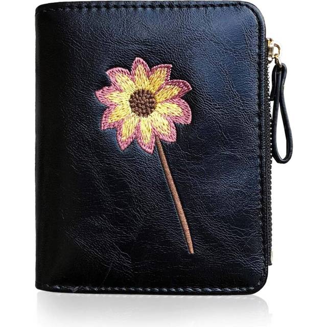 Girls Wallet Small Bifold Womens Wallets Rfid,Compact Female Cute Mini Zipper Coin Card Purse for Teen Girl Kids (Black)