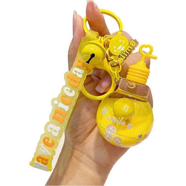 Girls Women Creative Lovely Light Bulb Bottle Floating Animals Moving Sand Keychain Keyring Key Chain Key Ring