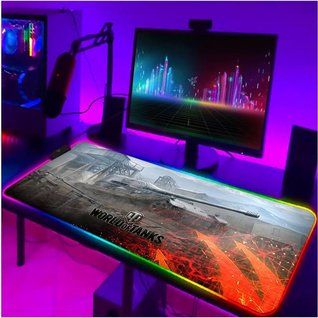 (a-ZY001326 350x900x3mm) Mousepad Anime World of Tanks Rgb Pc Gamer Mouse Gaming Pad Luminous With Wire Desk Carpet Deskpad Keyboard Laptop Mat Backli