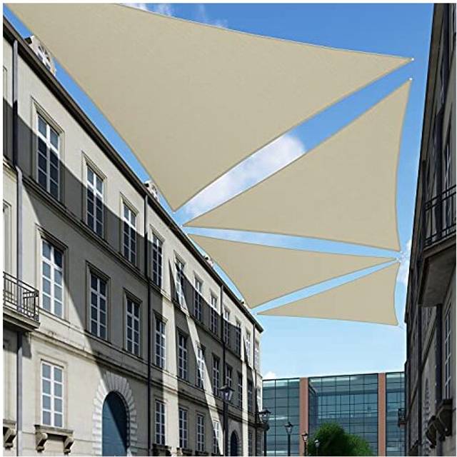 TANG 10' x 10' x 10' Sun Shade Sail Equilateral Triangle Permeable Canopy UV Block Shade Cloth for Patio Outdoor Backyard Pergola Porch Deck Garden Ca