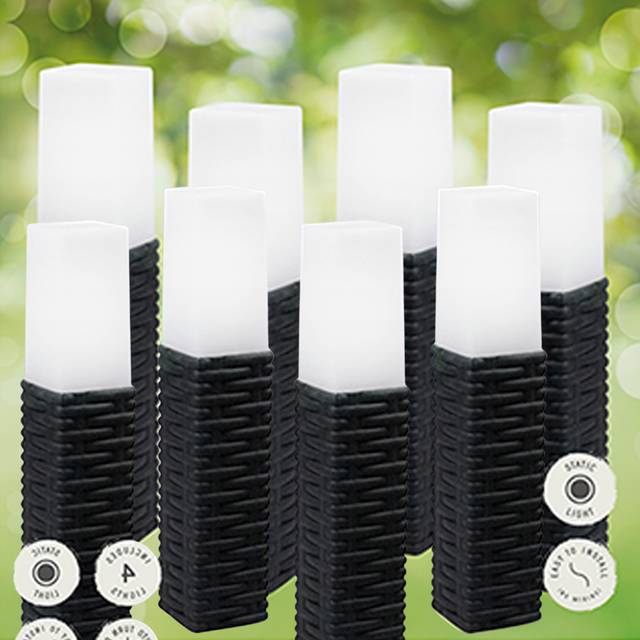 (8Pcs) 4 8Pcs Rattan Effect Stake Post Solar Led Lights Garden Patio Warm White Paths