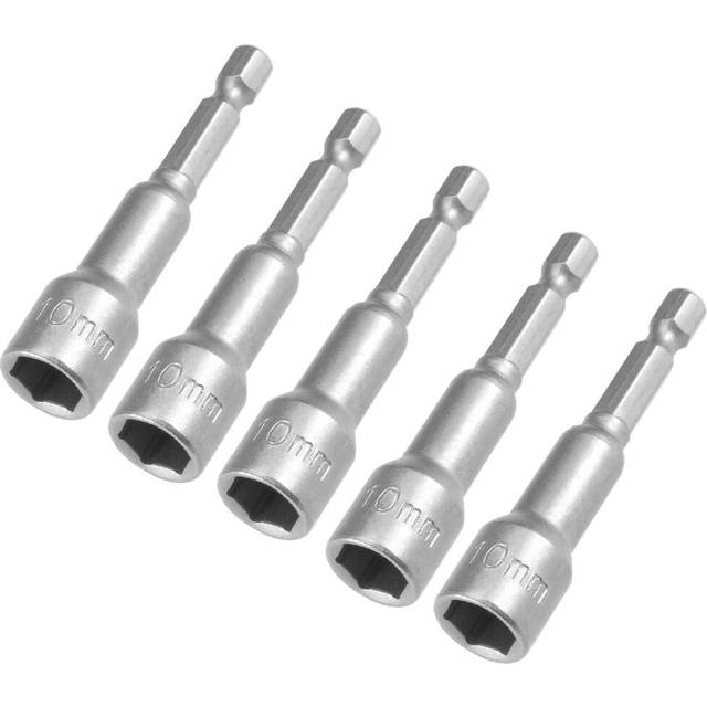 "sourcingmap 5 Pcs 1/4"" Quick-Change Hex Shank 10mm Magnetic Nut Setter Driver Drill Bit, 65mm Length, Metr"