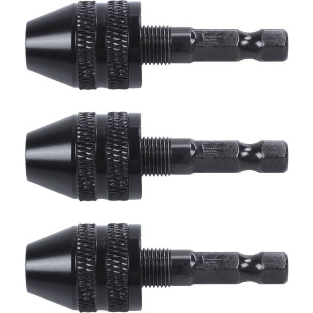 3X Keyless Drill Chuck Screwdriver Impact Driver Adaptor 1/4 inch Drill Black 0.3-3.6mm