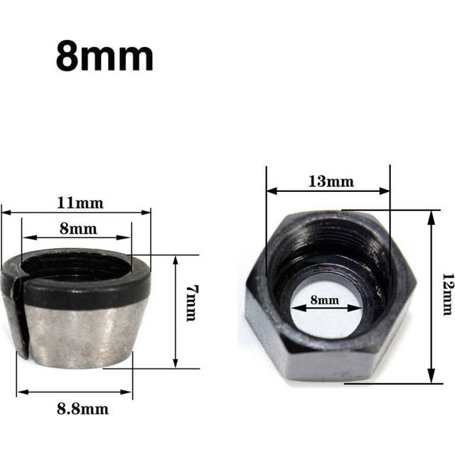 (8mm Collets Chuck (With Nut)) 1Pc 3Pcs Collet 6mm 6.35mm 8mm Collets Chuck Engraving Trimming Machine Electric Router Milling Cutter Accessories