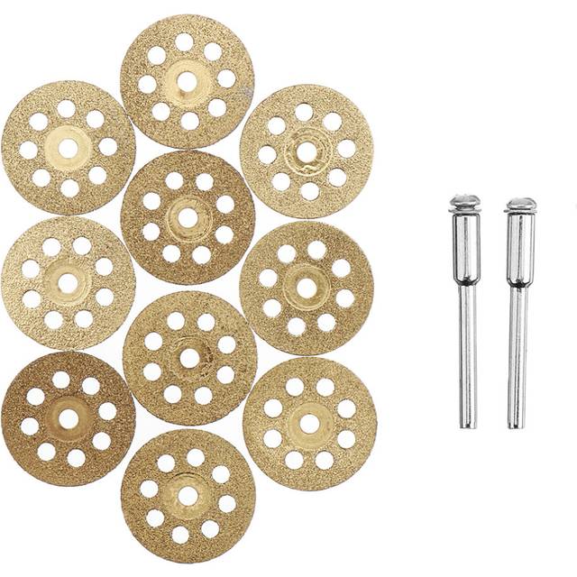 Drillpro 10pcs Diamond Grinding Wheel 8 Holes Metal Cutting Disc for Rotary Tool with 2 Mandrels