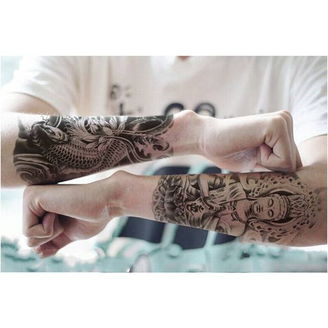 3D Buddha Tattoos Designs Stickers Body Art Arm Tattoo Sticker Boys Men Fake Large Temporary Waterproof Back Shoulder Tattoos