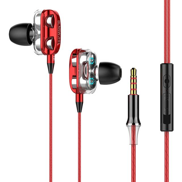 (a-red) A4 In-Ear Headphone 3.5mm Plug Ergonomic Wired Earphones with Mic Earbuds Music Sports Headset