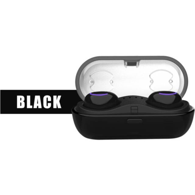 (a-Black) New TWS Bluetooth Wireless Mini Headphones Touch Call Earbuds Stereo Music Noise Cancelling Earphone for Gaming Sports