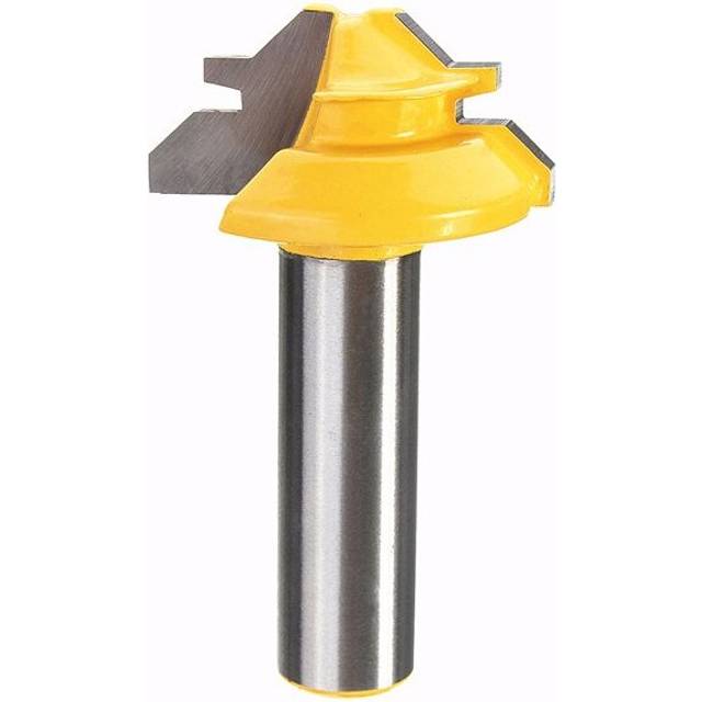 Drillpro RB30 Small Lock Miter Router Bit 45 1/2 Inch Shank Tenon Cutter for Woodworking