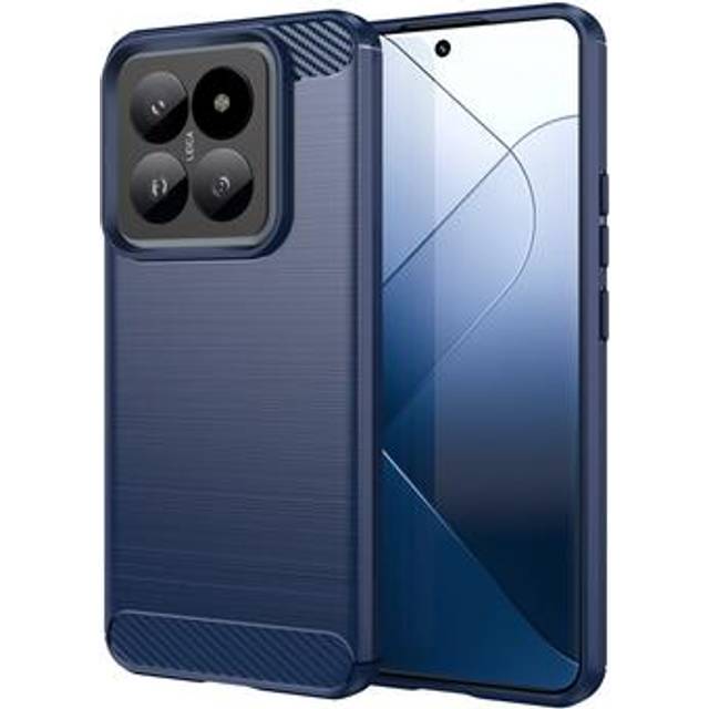 Xiaomi 14 Pro Borstat TPU Skal - Kolfiber - Blå