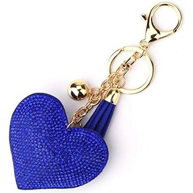 Seraphis Glitter Heart Keyring Blue Crystal Rhinestone Love Keychain Charm Pendant Purse Bag Jewellry for Women