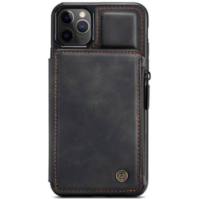 Retro PU Leather Back Case For iPhone 12/12 Pro Wallet Card Slot Zipper Back Cover
