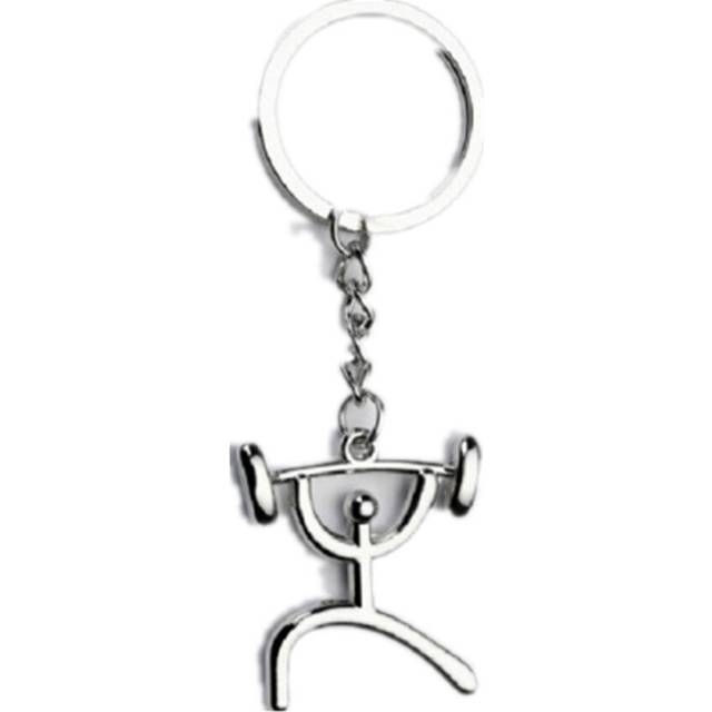 12 Pcs  Creative Metal Sport Shape Keychain Bag Pendant Small Gift, Style:Weight Lifting
