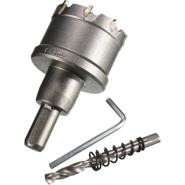 (45mm) 25mm - 45mm Carbide Tip Metal Cutter Hole Saw with Wrench/ Twist Drill Bit
