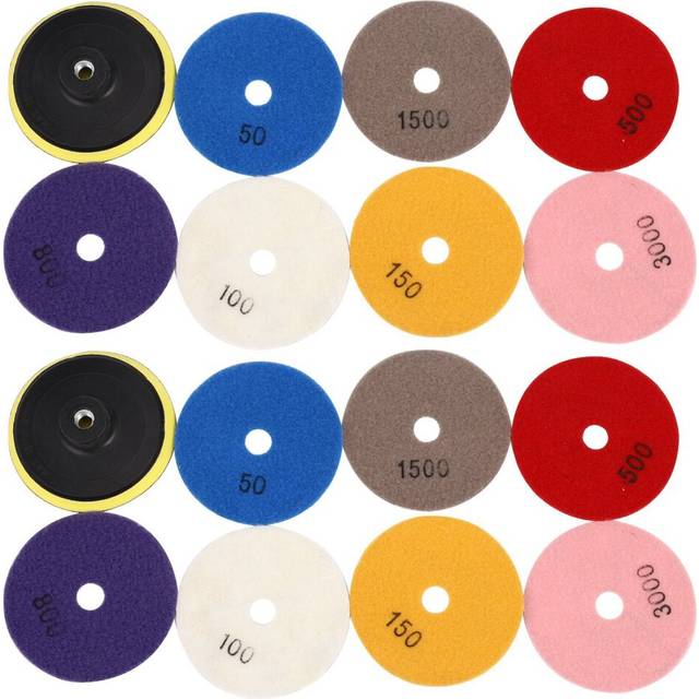 16Pcs Diamond Polishing Pads 4 inch Wet/Dry Set For Granite Stone Concrete Marble