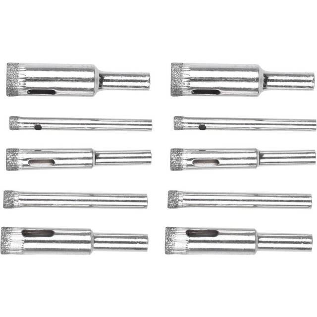 10Pcs Diamond Coated Core Bit Set Tool for Tile Marble Glass Ceramic 5/6/8/10/12mm