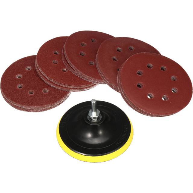 50pcs 125mm Sanding Disc Sandpaper with Backing Pads Grinder Sanders Drill Adaptor Polishing Pad