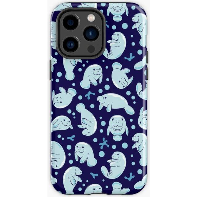 Phone Case Cute Manatee Pattern - Blue Underwater Pattern for iPhone Samsung 14 13 12 11 Plus Pro Max Galaxy S23 S22 Ultra Note 20 10