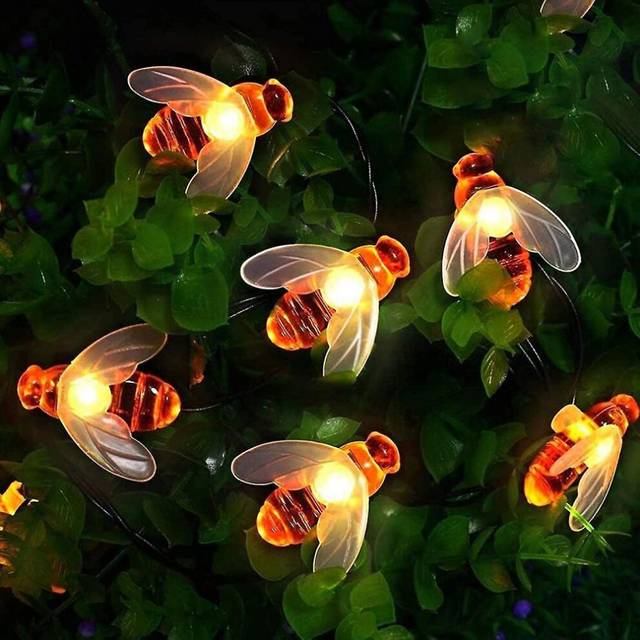 Th Solar Garden Lights, Honey Bee Fairy String Lights7m/24ft 8 Mode Waterproof Outdoor/indoor Garden Lighting For Flower Fence, Lawn, Patio, Festoon,
