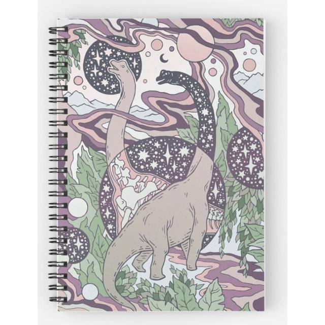 Spiral Notebook Jurassic Portal Purple Haze Palette Dinosaur Science Fiction Art A5 120 Pages