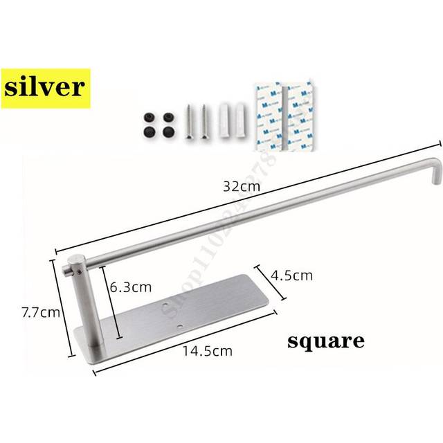 (a-Dark Grey) Adhesive Toilet Paper Holder 304 Stainless Steel Paper Towel Roll Rack Wall Mount Gold Black Bathroom Kitchen Long Tissue Hanger
