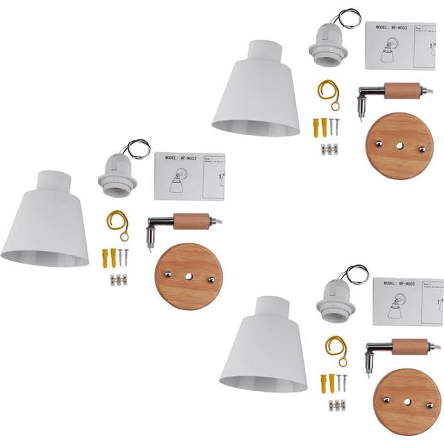 3X Wooden Wall Lights Bedside Wall Lamp Bedroom Wall Light Sconce for Kitchen Modern Wall Lamp Nordic Sconces(White)