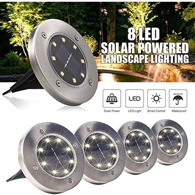 4X Solar Powered Stainless Steel Led Garden Lights Patio