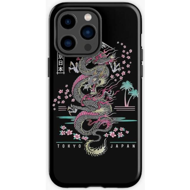 Phone Case Japanese Dragon Asian Neon retro 80s style for iPhone Samsung 14 13 12 11 Plus Pro Max Galaxy S23 S22 Ultra Note 20 10