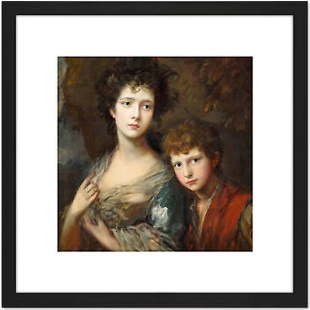 Gainsborough Elizabeth And Thomas Linley Painting 8X8 Inch Square Wooden Framed Wall Art Print Picture with Mount - Black - One Size