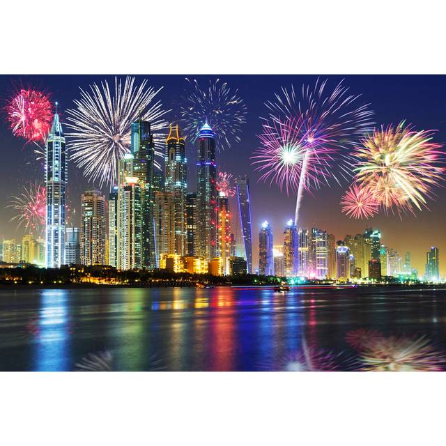 Fireworks Display in Dubai by Patryk_Kosmider - Wrapped Canvas Photograph (81cm H x 122cm W)