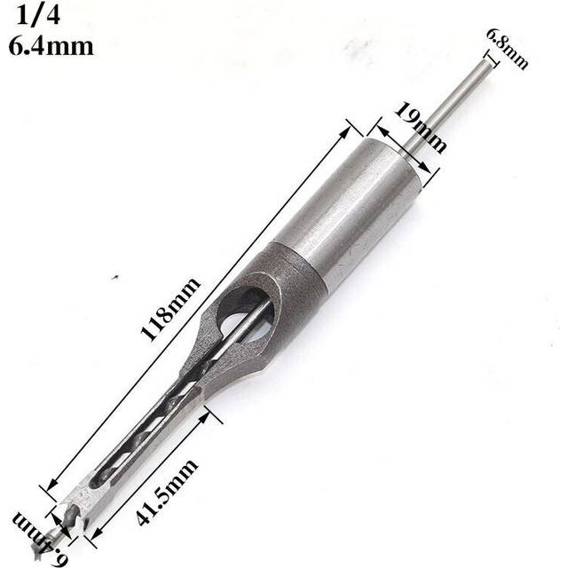(6.4mm) 6mm-16mm Woodworking Square Hole Twist Drill Bit Square Auger Drill Mortising Chisel