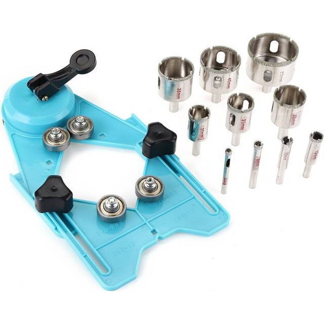 10pcs 8-25-50mm Diamond Hole Saw Drill Bit with Cutter Guide Jig Fixture for Glass Porcelain Ceramic Granite Stone