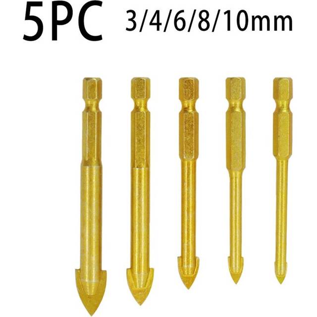 (3/4/6/8/10mm) 5/6/7Pcs Drill Bits 3-12mm Triangle Bit for Ceramic Wall Glass Concrete Hole Opener , Gold