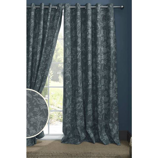 Laura Ashley LLoyd Pair Lined Eyelet Curtains