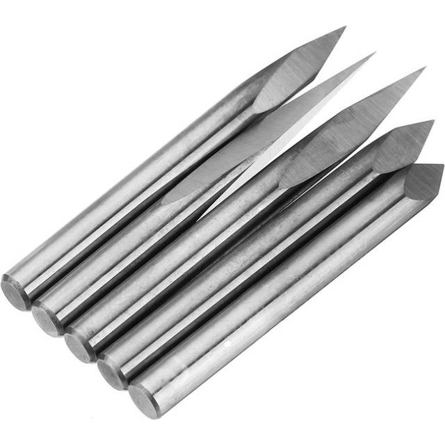 5pcs 4mm Shank 0.1mm Tip 15/20/30/45/60 Degree Tungsten Steel Engraving Bit CNC Tool