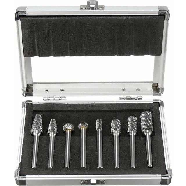 8pcs 1/4 Inch Shank Double Cut Carbide Rotary Burr Die Grinder Grinding Head Bit Tool Set