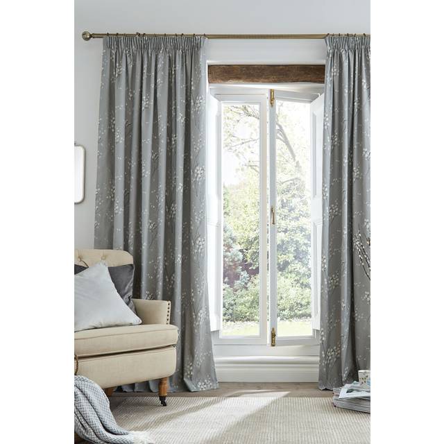 Laura Ashley Pussy Willow Ready Made Curtains Steel - Grey
