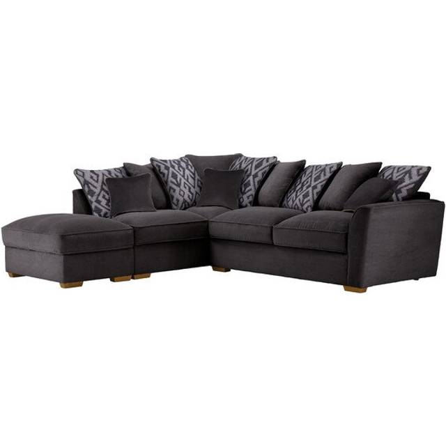 Charcoal Fabric Sofas - Corner Pillow Back Sofa Right Hand - Nebraska Range - Oak Furnitureland
