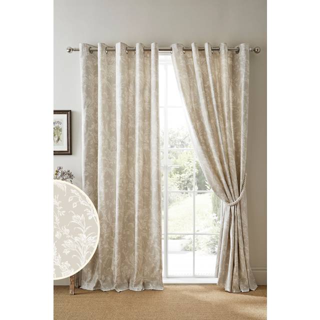 Laura Ashley Lloyd Ready Made Eyelet Curtains Dove Grey