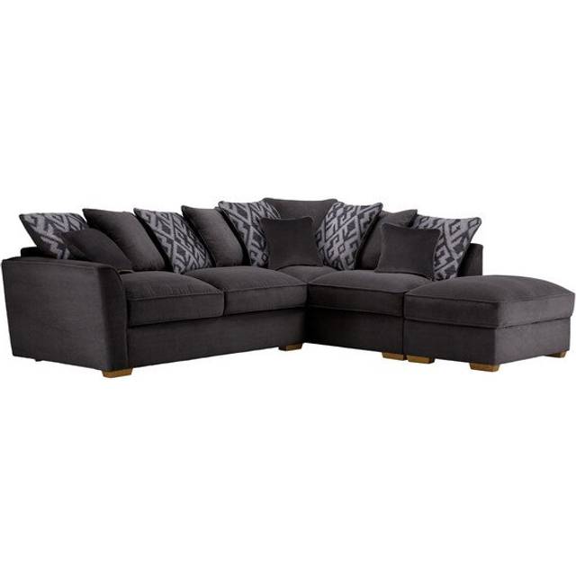 Charcoal Fabric Sofas - Corner Pillow Back Sofa Left Hand - Nebraska Range - Oak Furnitureland